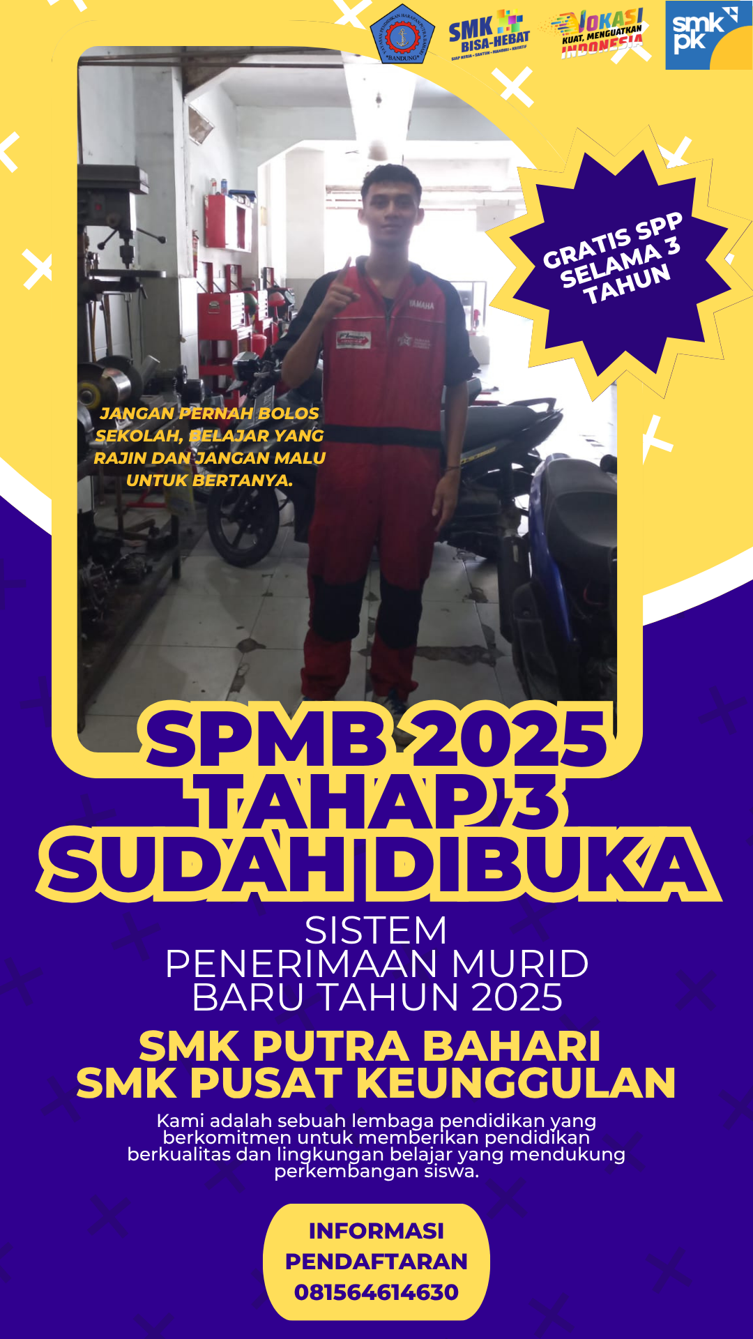 📢 Sistem Penerimaan Murid Baru (SPMB) SMK PUTRA BAHARI Gelombang 3 Telah Dibuka!